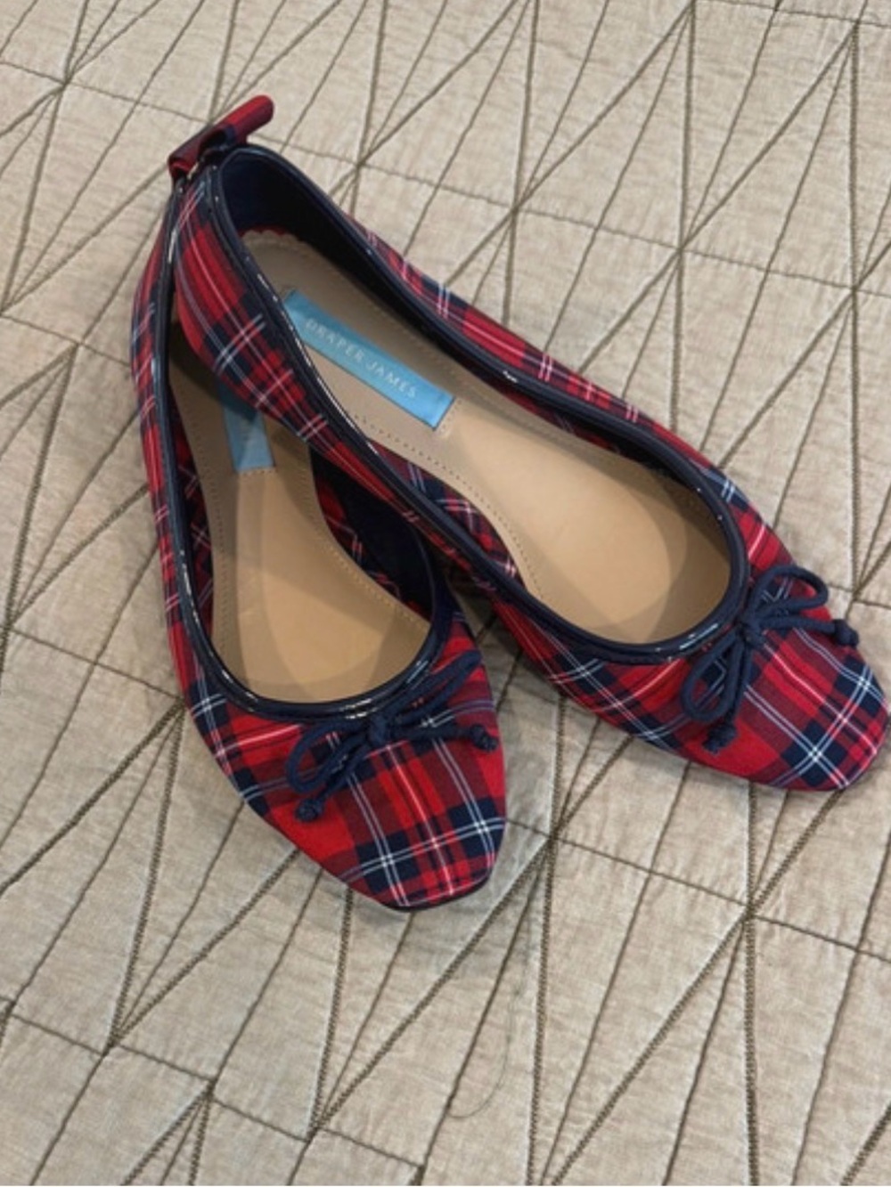 Draper James Red and Navy Plaid Ballet Flats